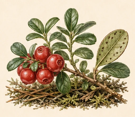 Cowberry — illustrazione botanica