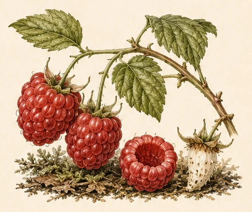 Wild raspberry — illustrazione botanica