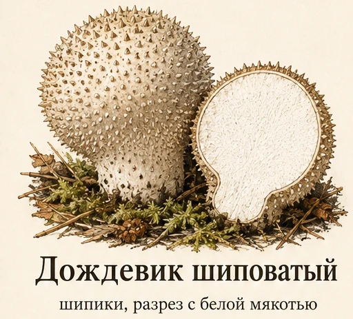 Common Puffball — illustrazione botanica
