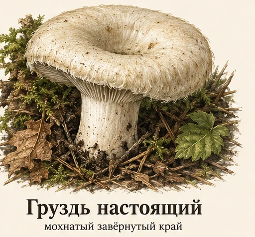 Груздь настоящий — illustrazione botanica