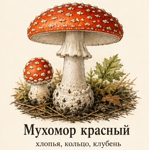 Fly Agaric — illustrazione botanica