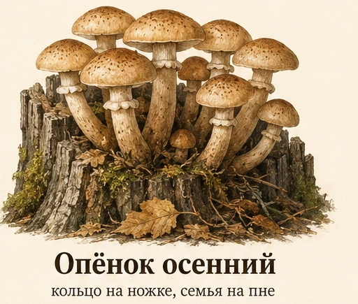 Honey Fungus — illustrazione botanica