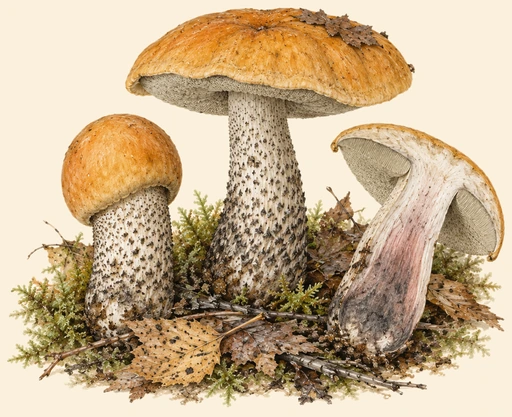 Leccinum versipelle — illustrazione botanica