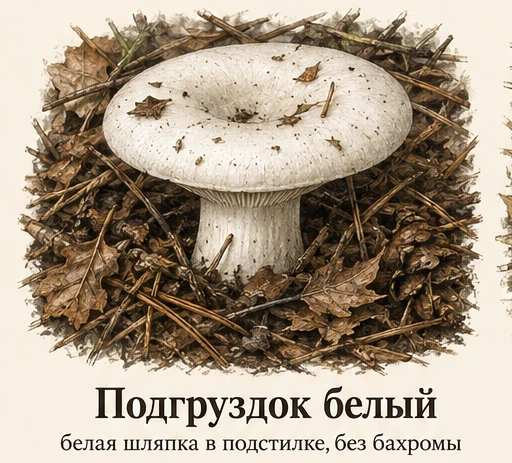 Milk White Brittlegill — illustrazione botanica
