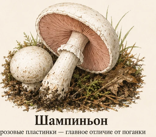 Field Mushroom — illustrazione botanica