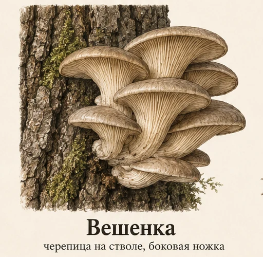 Oyster Mushroom — illustrazione botanica